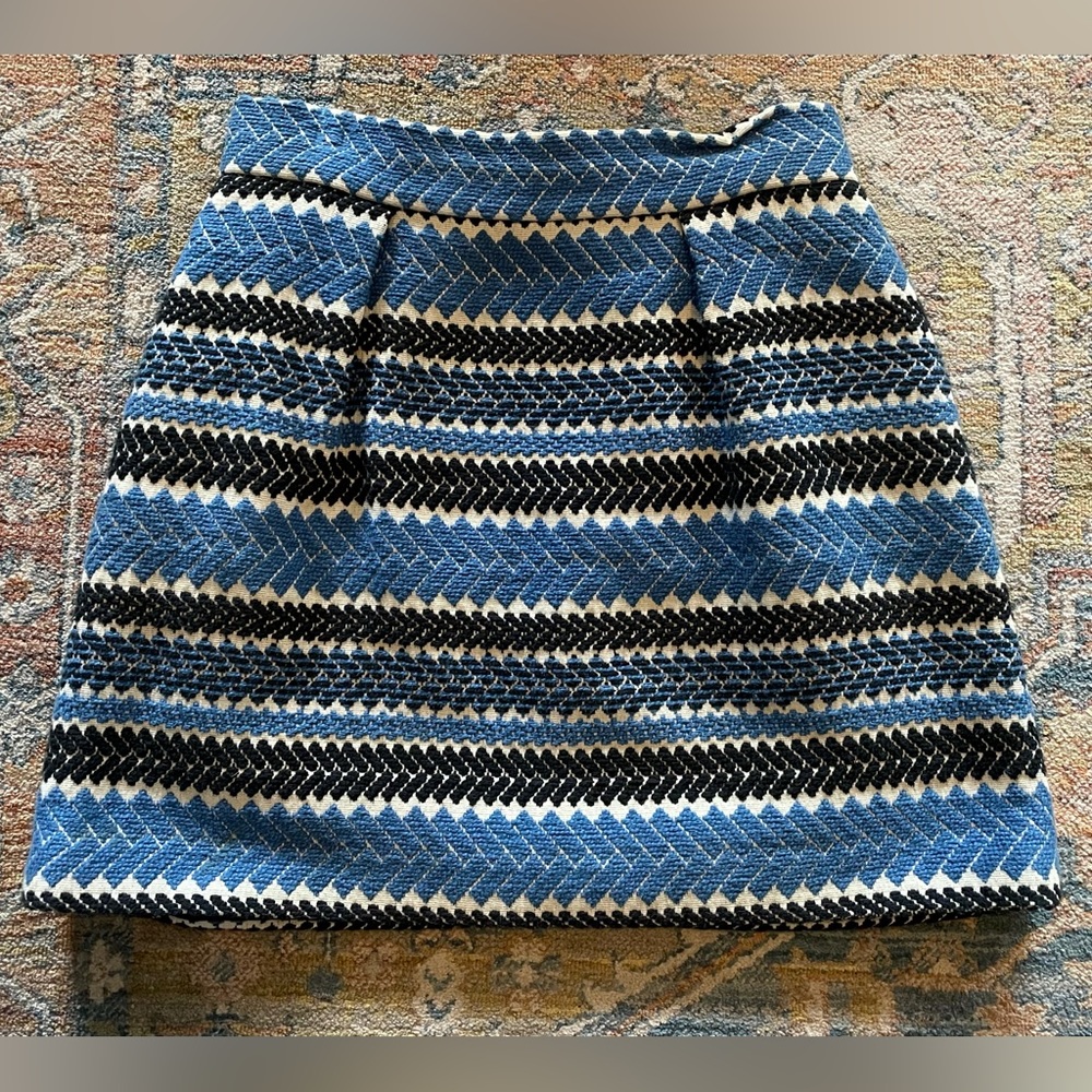 Nomad- Norman Carper For Anthropologie Large Cream & Blue Skirt